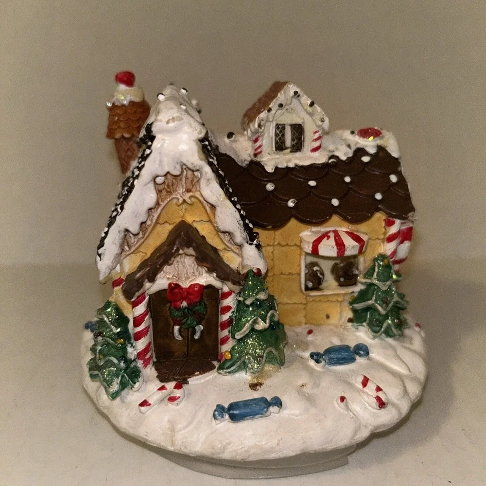 Candle-lite Gingerbread House Jar Topper Lid Christmas Holiday Rare Ceramic